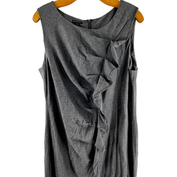 Lafayette 148 Gray Ruffle Front Stretchy Sheath Dress Size 14 EUC - Picture 3 of 6